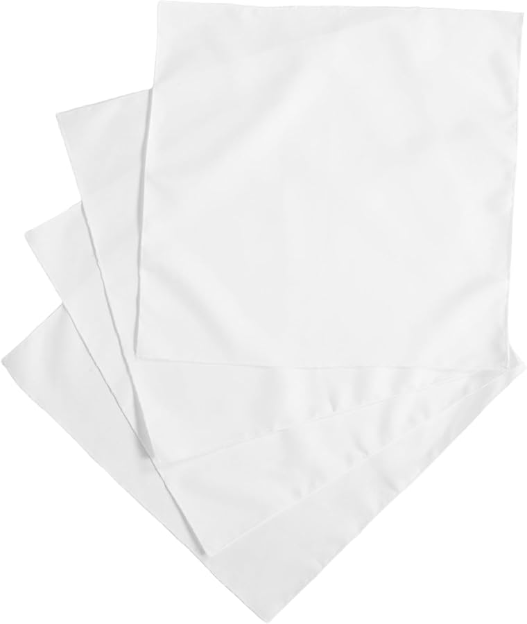 مناديل قماش البوليستر الأبيض 17 × 17 بوصة قابلة للغسل وقابلة لإعادة الاستخدام زينة طاولة العشاء للحفلات والأعراس والولائم - Image 4